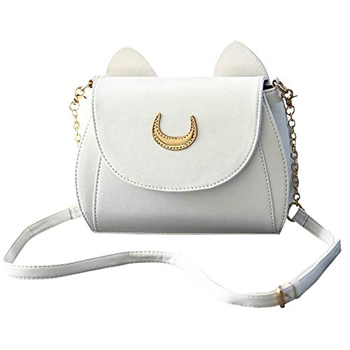 Oludkeph Women Girls Moon Luna Cat Purses Pu Leather Purse Cosplay Messenger Sailor Moon Bag Handbags Shoulder Bags - Type 1 White