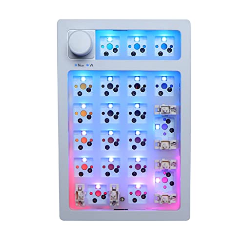 EPOMAKER FEKER JJK21 20 Keys Mechanical Numpad Kit, Gasket Mount Hot Swappable Bluetooth 5.0/2.4GHz/Wired Numeric Keypad with a Rotary Knob, 1500mAh Battery, Compatible with 3/5Pin Switches(White) - Feker JJK21 Kit - White