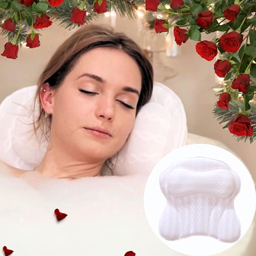 KANDOONA Bath Pillow (Extra Soft) - Bathtub Pillow Headrest - Luxury Pillows for Tub Neck & Back Support, Pillows for Head & Neck, Bathtub Accessories for Women, 17 x 17 inch - Luxury Original - 17 x 17 IN