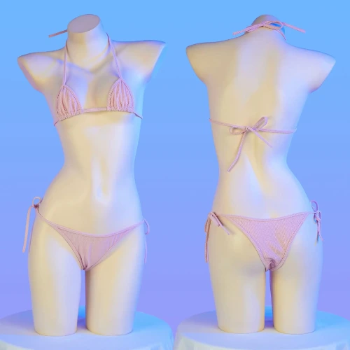 Anime Schattige Mini Bikini Set Vrouwen Halter Meisje Sexy Ondergoed Japans Badpak Cosplay Lingerie Effen Badmode Rollenspel Outfits - AliExpress 200000532