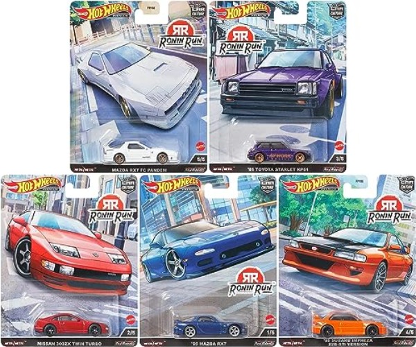 Hot Wheels Set of 5 Premium Car Cuture Ronin Run 1:64 Scale Collectible Die Cast Metal Toy Car Models