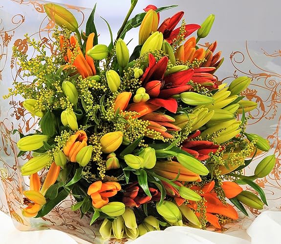 Asiatic Lily Fresh Flowers Delivery Next Day Prime, Send a Luxury Gift Wrapped Bouquet with Handwritten Card