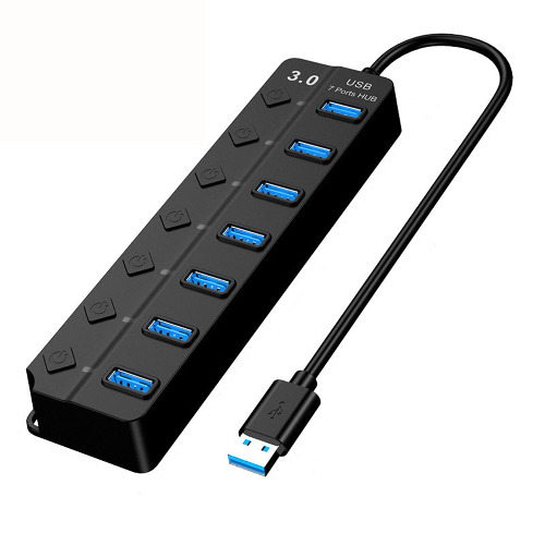 USB Hub 7 Port USB 3.0 Hub, Data Hub, USB Splitter with 30 cm Cable Hub, Industrial Level Chipset, High Stability, Compatible with MacBook Air/Pro/Mini, PS4, Surface Pro, Laptops, Ultrabooks and PC