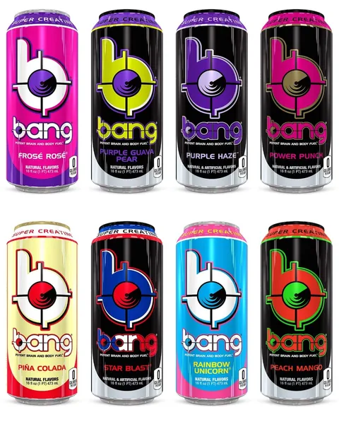 Bang Energy Drink, 0 Calories, Sugar Free with Super Creatine, 8 Flavor Bang Energy Variety Pack, 16oz, (Pack of 8) - Party Flavors
