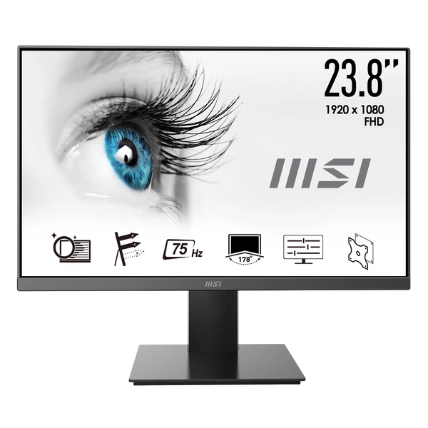 MSI PRO MP241X 23,8 inch FHD desktopmonitor - VA-paneel, 1920 x 1080, 75 Hz, oogcomfort, contrast 3000:1, HDMI 1.4b, D-sub/VGA - zwart