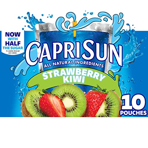 Capri Sun Strawberry Kiwi Naturally Flavored Kids Juice Drink Blend 6 fl oz Pouches, 10 Count(Pack of 1) - Original - 10 Count(Pack of 1)