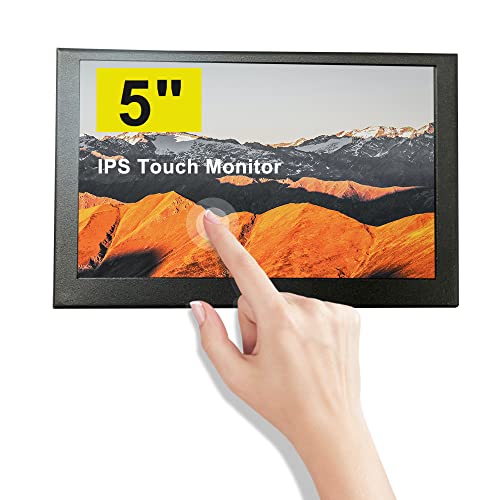 LESOWN Mini Monitor HDMI 5 inch IPS Small Monitor Portatil 800x480 LCD 5" Capacitive Touch Screen Metal Case Dual Speakers Potable Monitor PC HDMI Display