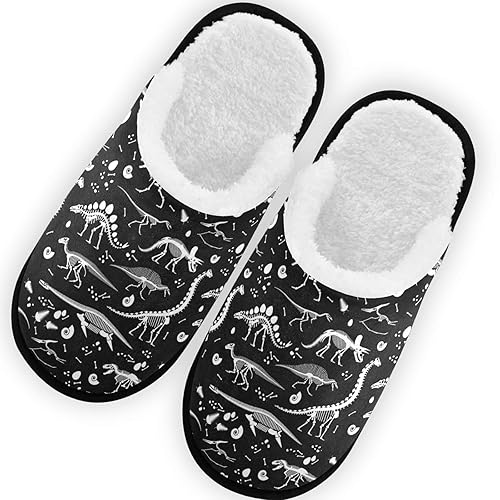 Glaphy Slippers for Women Men, Memory Foam House Slippers, Non-Slip Indoor Outdoor Winter Bedroom Shoes - 9-12 Wide - Dinosaurs