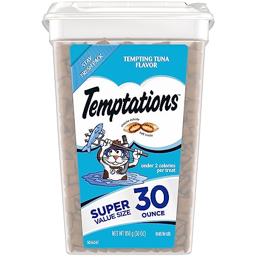 Temptations Classic Crunchy and Soft Cat Treats Tempting Tuna Flavor, 30 oz. Tub - 1.88 Pound (Pack of 1)
