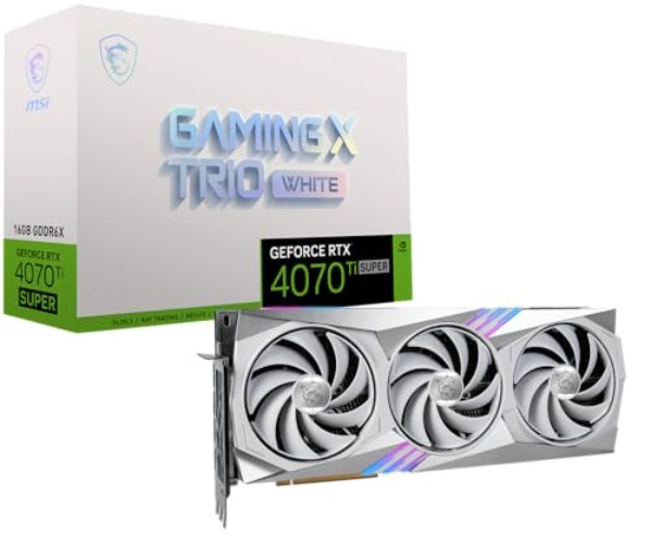 MSI Gaming RTX 4070 Ti SUPER 16G GAMING X TRIO WHITE Graphics Card (NVIDIA RTX 4070 Ti SUPER, 256-Bit, Extreme Clock: 2685 MHz, 16GB GDRR6X 21 Gbps, HDMI/DP, Ada Lovelace Architecture)