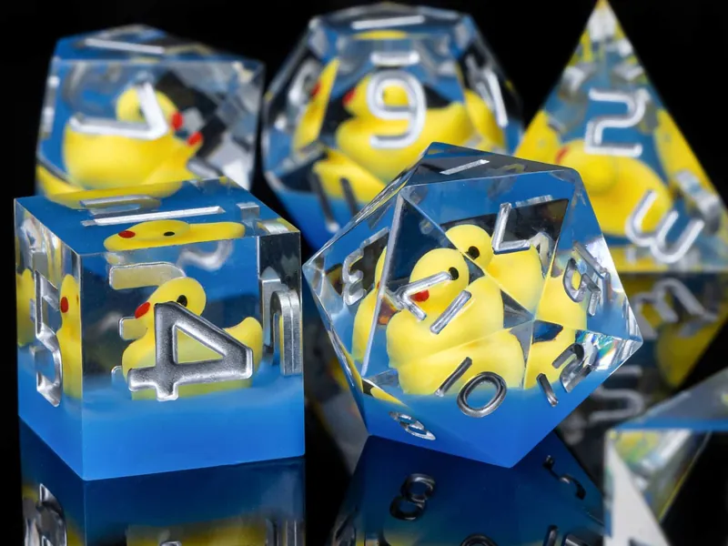 DND Dice Duck Resin D&D Dice Sharp Edge Dice Set , Dungeons and Dragons , Polyhedral Dice RPG Dice , Handmade Dice set D and D Dice