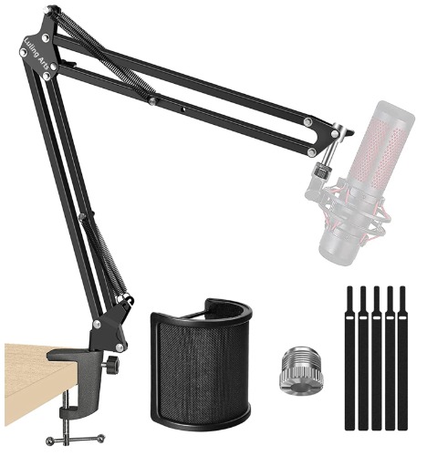 Luling Arts Microphone Arm,Heavy Duty Mic Arm Microphone Stand Scissor Boom Suspension Stands with 1/4" to 5/8" Screw Adapter for Blue Yeti Nano, Yeti x (Microphone Boom Arm) - Microphone Boom Arm