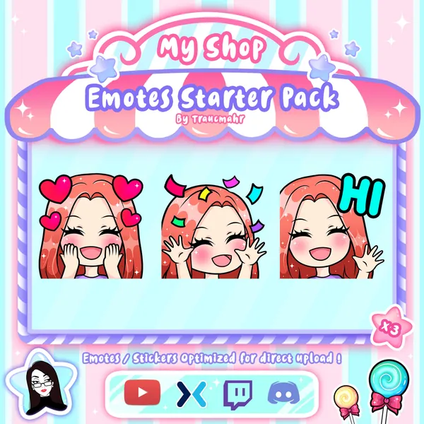 Starter Pack Red Hair Emotes for Twitch, Discord, Mixer and more !