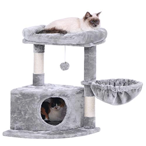 BEWISHOME Cat Tree Cat Condo with Plush Perch Cat Tower Sisal Scratching Post Kitty Play House Activity Center for Kitten MMJ13L