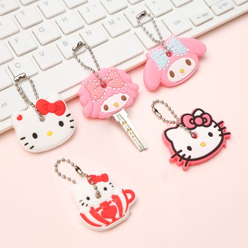 TAKARA TOMY-funda de llavero de Hello Kitty para hombre, mujer y niño, Protector suave y bonito, colgante