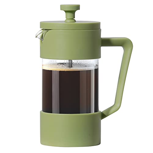 Oggi French Press Coffee Maker (12oz)- Borosilicate Glass, Coffee Press, Single Cup French Press, 3 cup Capacity, Olive - Olive