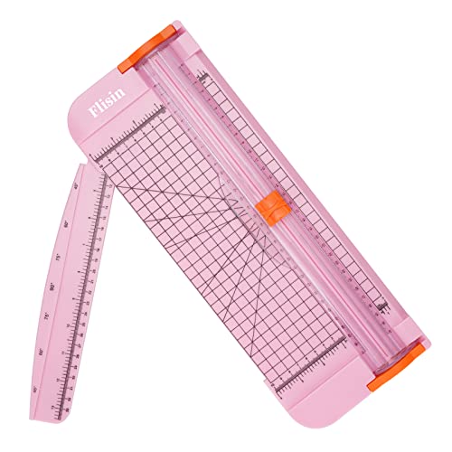 Flisin Paper Cutter,Portable Paper Slicer,12 Inch Paper Trimmer Scrapbooking Tool with Automatic Security Safeguard and Side Ruler for Craft Paper,A4 Paper,Coupon, Label and Cardstock (Pink) - Pink