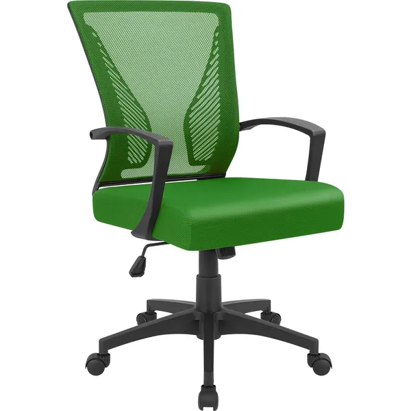 Furmax Office Chair Mid Back Swivel Lumbar Support Desk Chair, Computer Ergonomic Mesh Chair with Armrest (Green)