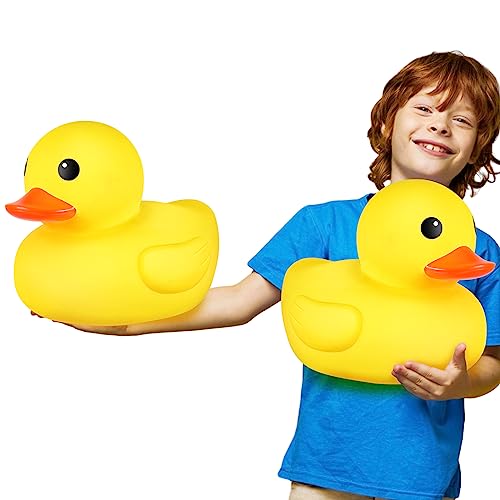 DEEKIN Jumbo Rubber Duck Without Hole 10.2'' Duck Bath Toy Giant Large Rubber Duck Waterproof No Noise Yellow Rubber Ducks for Shower Birthday Party Supplies Favors Decoration(2 Pcs, Classic) - 2 - Classic