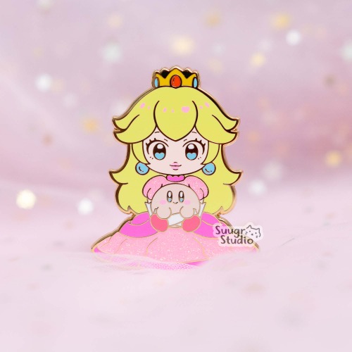 Princess x Poyo (Peach) Hard Enamel Pin - [A Grade] / Simple Rubber Back