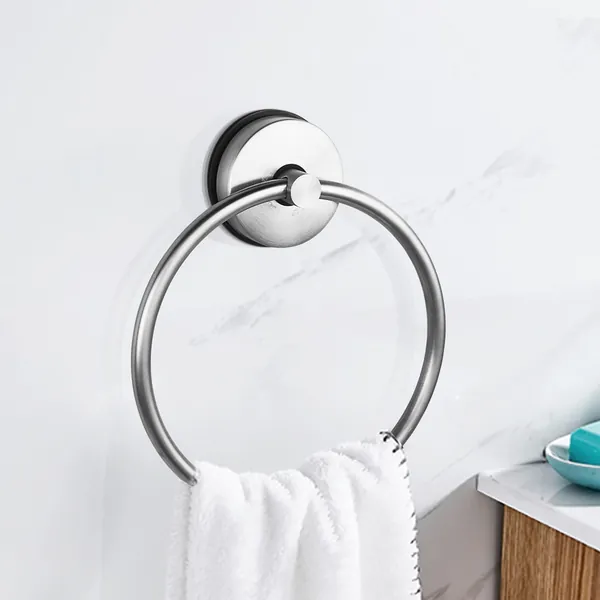 Suction Cup Towel Ring Holder Shower Towel Hangers for Bathroom Hand Towel Holder Kitchen Storage Stainless Steel Brushed