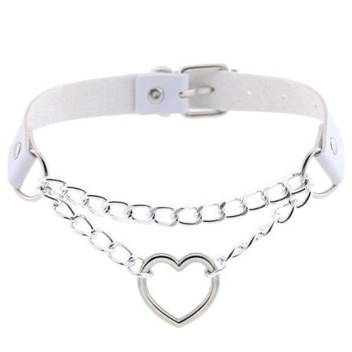 Chained Valentine Choker (15 Colors) - White