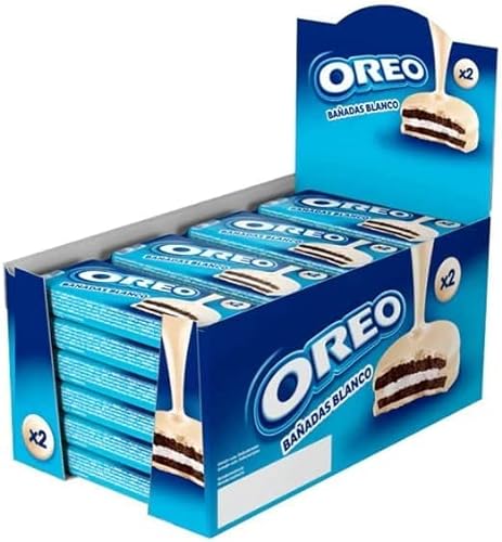 Oreo Bañadas Galletas de Cacao Rellenas de Crema Sabor Vainilla y Cubiertas de Chocolate Blanco 41g - Pack de 24 - Chocolate Blanco - Pack de 24