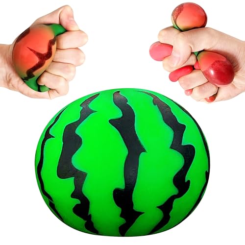 Squishy Watermelon Stress Balls for Kids and Adults, Fruit Dough Balls, Fidget Toys, Anxiety Relief Stretch Balls, Squishy Toys for Kids Prizes, Party Favors | Change Color Squeeze Ball - Watermelon Balls