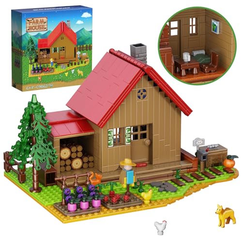Stardew Farmhouse Building Toy, Video Game Farm Playset Building Set Compatible with Lego, 766 Pieces DIY Farm House Building Kits for Adults and Fans