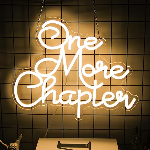 One More Chapter Neon Sign Read Books Neon Light Warm White Letter LED Signs for Wall Read Neon Lights Signs for Bedroom Study Reading Room Library Bookstore Classroom Decor Bookish Gifts - Warm White