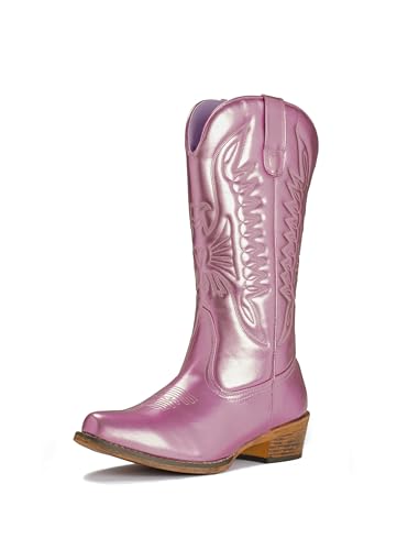 IUV Cowboy Boots For Women Pointy Toe Women's Western Boots Cowgirl Boots - 9.5 - B-pink