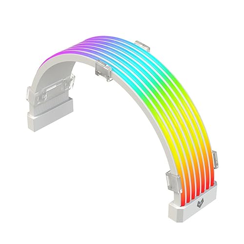 Cavo di Alimentazione con Guaina, Cavo di Alimentazione GPU ARGB, Kit di Prolunga Cavo RGB ATX a 24 Pin Personalizzato, Cavo PSU Sincronizzato 5V 3 Pin per Software RGB
