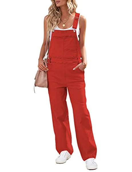 luvamia Overalls Women Loose Fit Denim Bib Baggy Overall Jumpsuit Straight Wide Leg Stretchy Jean Pants Fashion