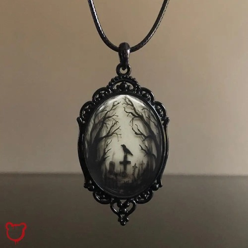 Gothic Crow Forest Pendant