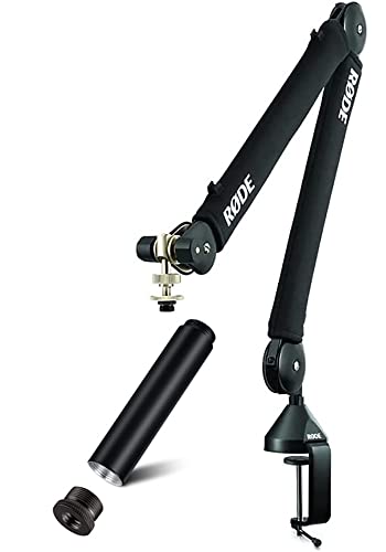 Rode PSA1+ Pro Studio Boom Arm for Podcasting with ZAYKiR Microphone Stand Extension