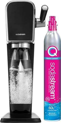 SodaStream Art Sparkling Water Maker With CO2 Cylinder And 1L Dishwasher Safe Bottle, Black - Starter Kit - Black
