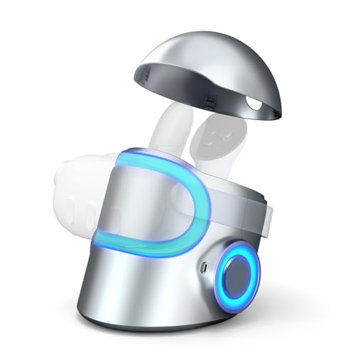 CyberCore by AUBIKA, Next-Gen VR Charging Dock for Meta Quest 3/Quest Pro/Oculus Quest 2/Pico 4(Silver) - Silver
