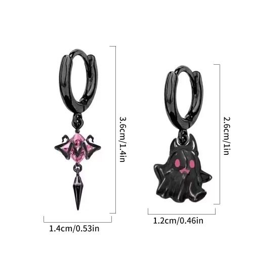 Black Cute Little Ghost Earrings - black