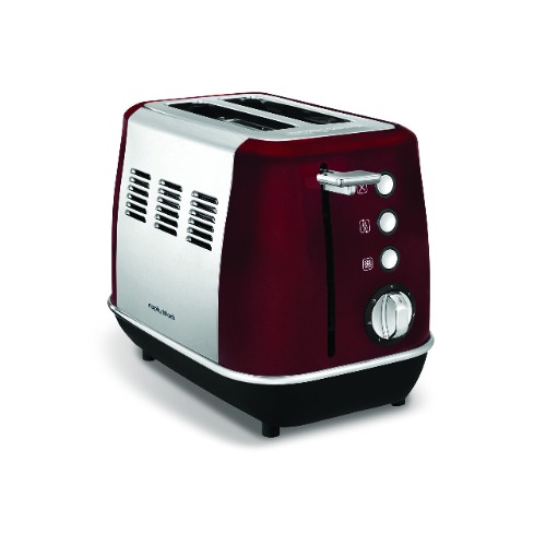 Morphy Richards 224408 Evoke 2 Slice Toaster With 7 Variable Browning Settings, Removable Crumb Tray, Reheat/Frozen/Cancel Function, Wide Slots for Bagels & Crumpets, Neat Cord Storage, Red