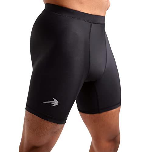 CompressionZ Men's Compression Shorts - Compression Underwear for Sports - Long Workout Athletic Biking Running Men Spandex - Large - Black 6"