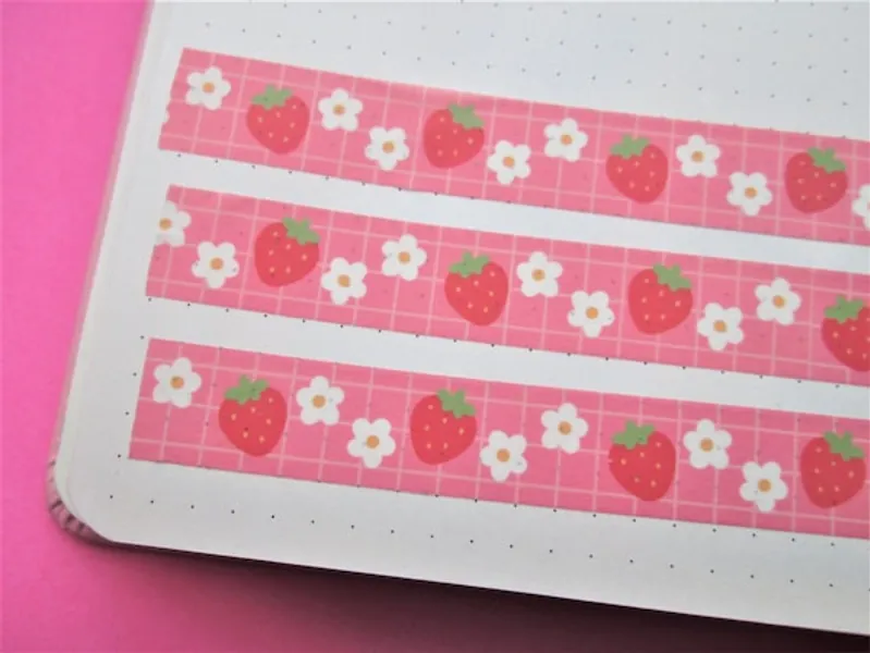 Pink Strawberry Grid Washi Tape | Etsy UK