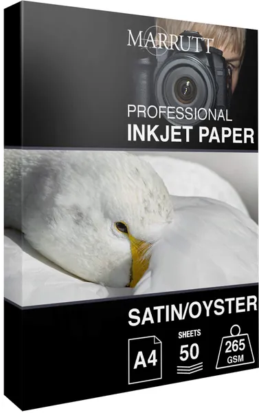 Marrutt 265gsm Pro Photo Satin/Oyster Inkjet Paper: A4-50 Sheets