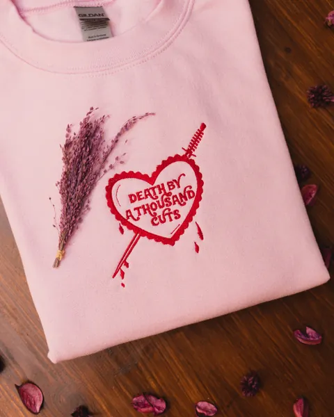 Death by a Thousand Cuts Heart Embroidered Sweatshirt