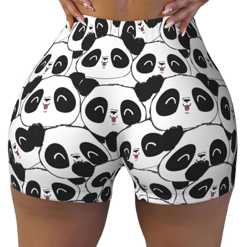 Salelf Panda Bear Workout Shorts for Women Yoga Biker Gym Womens Short Legging - XX-Large