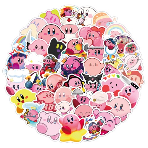 50pcs Cute Cartoon Kirby Stickers for Kids Teens,NES Game Stickers Vinyl Waterproof Stickers for Skateboard Laptop Luggage Fridge DIY Decal - Kirby 50pcs