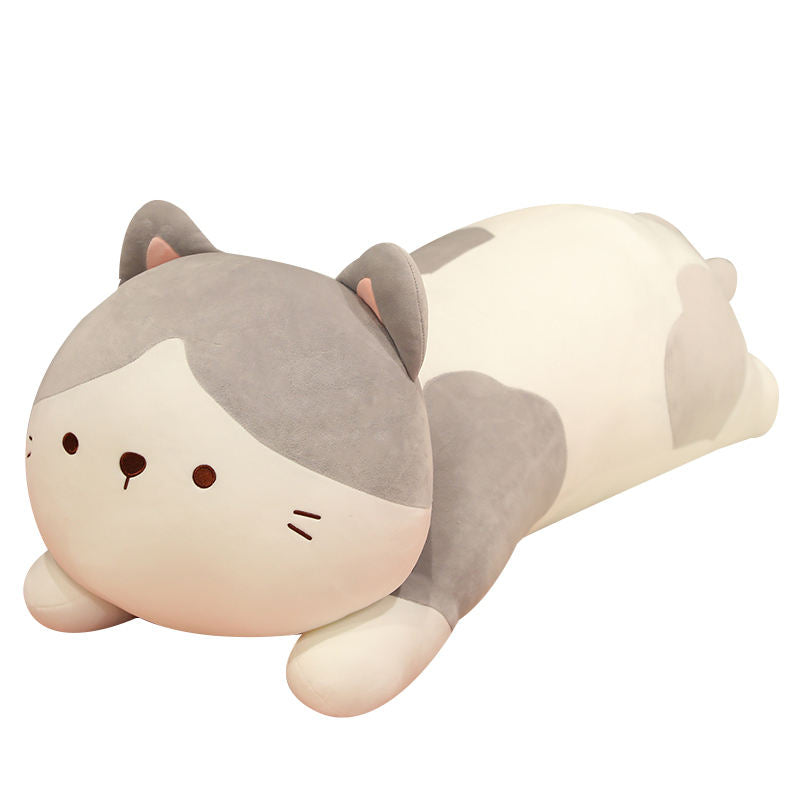 Soft Plush Cat Cushion Toy - White / 50cm