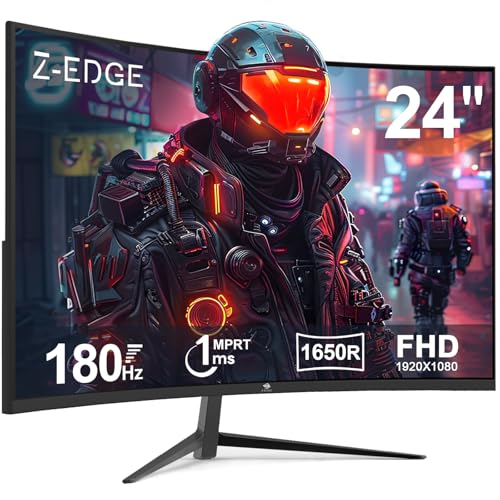 Z-Edge 24-inch Curved Gaming Monitor 180Hz Refresh Rate, 1ms MPRT, FHD 1080 Gaming Monitor, R1650 Curved, UG24 AMD Freesync Premium Display - UG24 180Hz