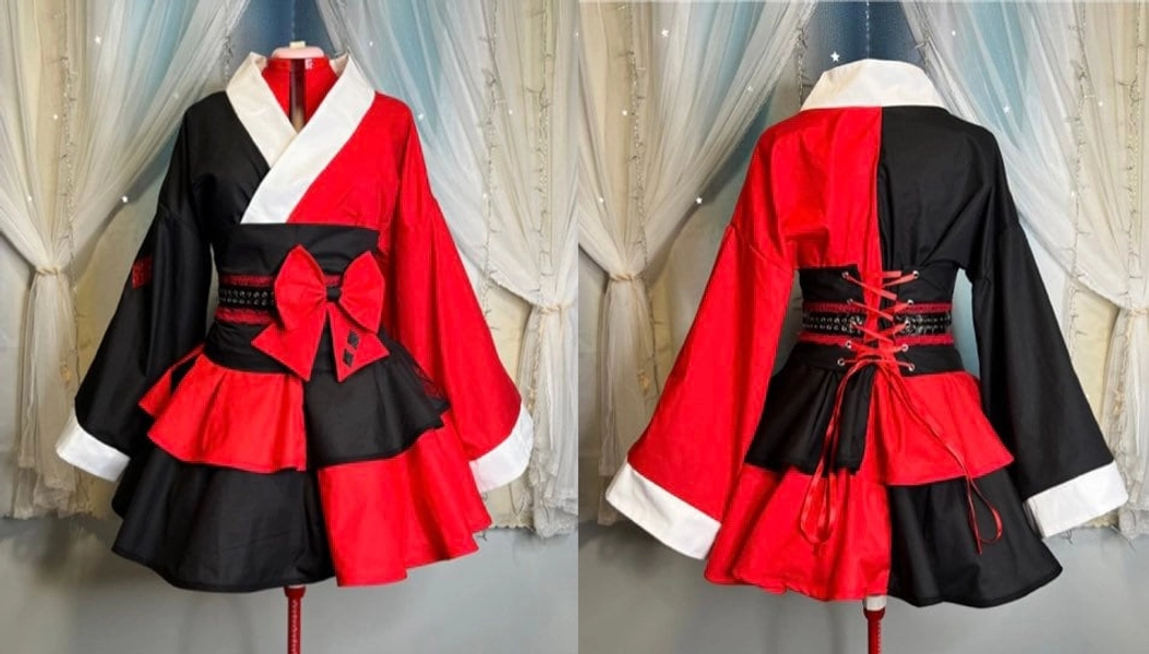 Harley Quinn Cosplay Kimono Dress Red/Black Diamond