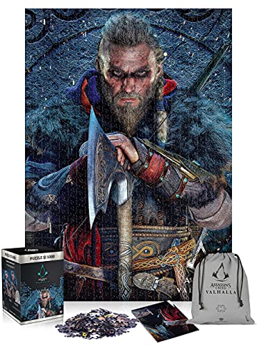 Good Loot Assassin's Creed Valhalla Eivor - Puzzle 1000 Pièces - Puzzle de Jeu avec Poster et Sac de Transport - pour Amateurs de Jeux - Gaming - pour Adultes et Enfants 14+ - 68x48 cm - 1000 pcs - Assassins Creed Valhalla Eivor