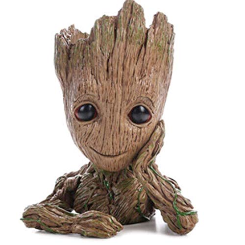 TPK Baby Groot Pot de Fleurs - Grand Pot de Fleurs décoratif pour Aquarium - Aspect Bois - Pot à Crayons - Intérieur